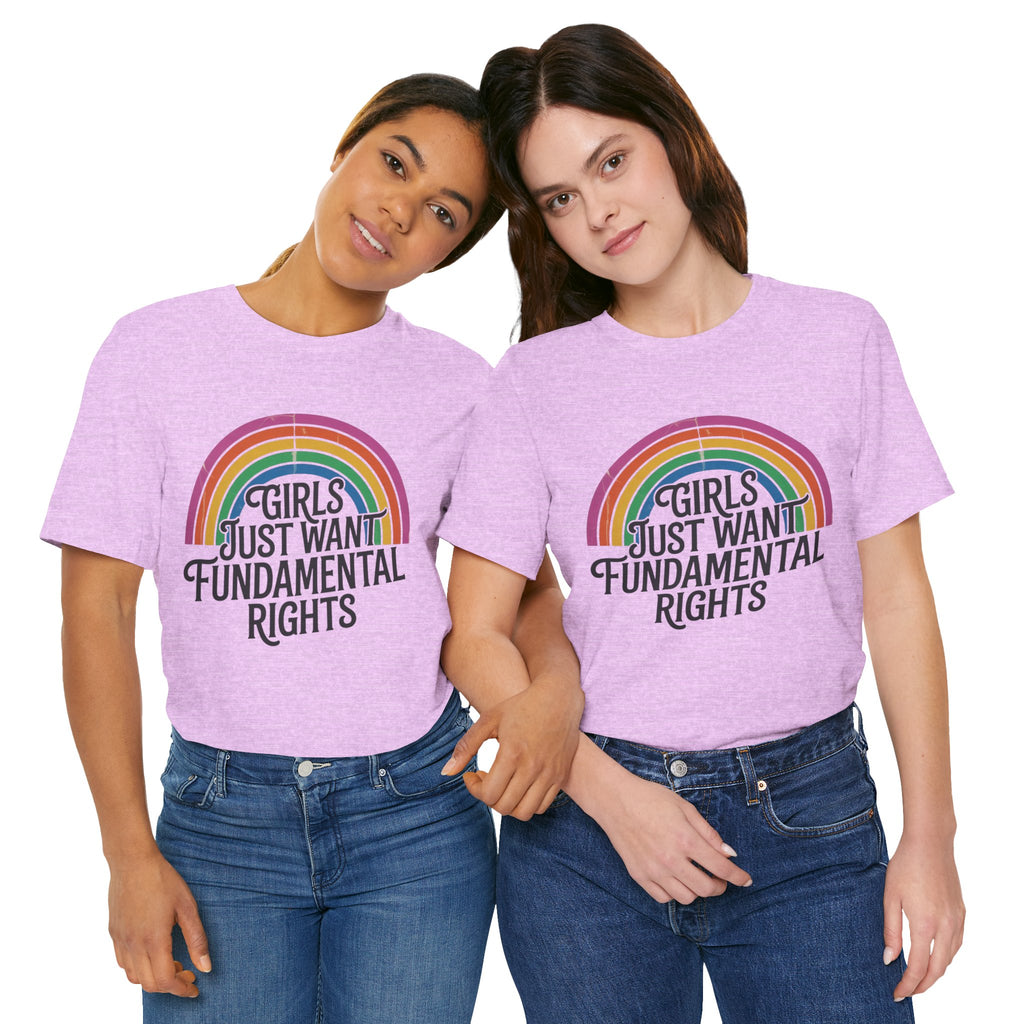 “Girls Just Want Fundamental Rights” Tee — Feminist Rainbow Graphic T-Shirt