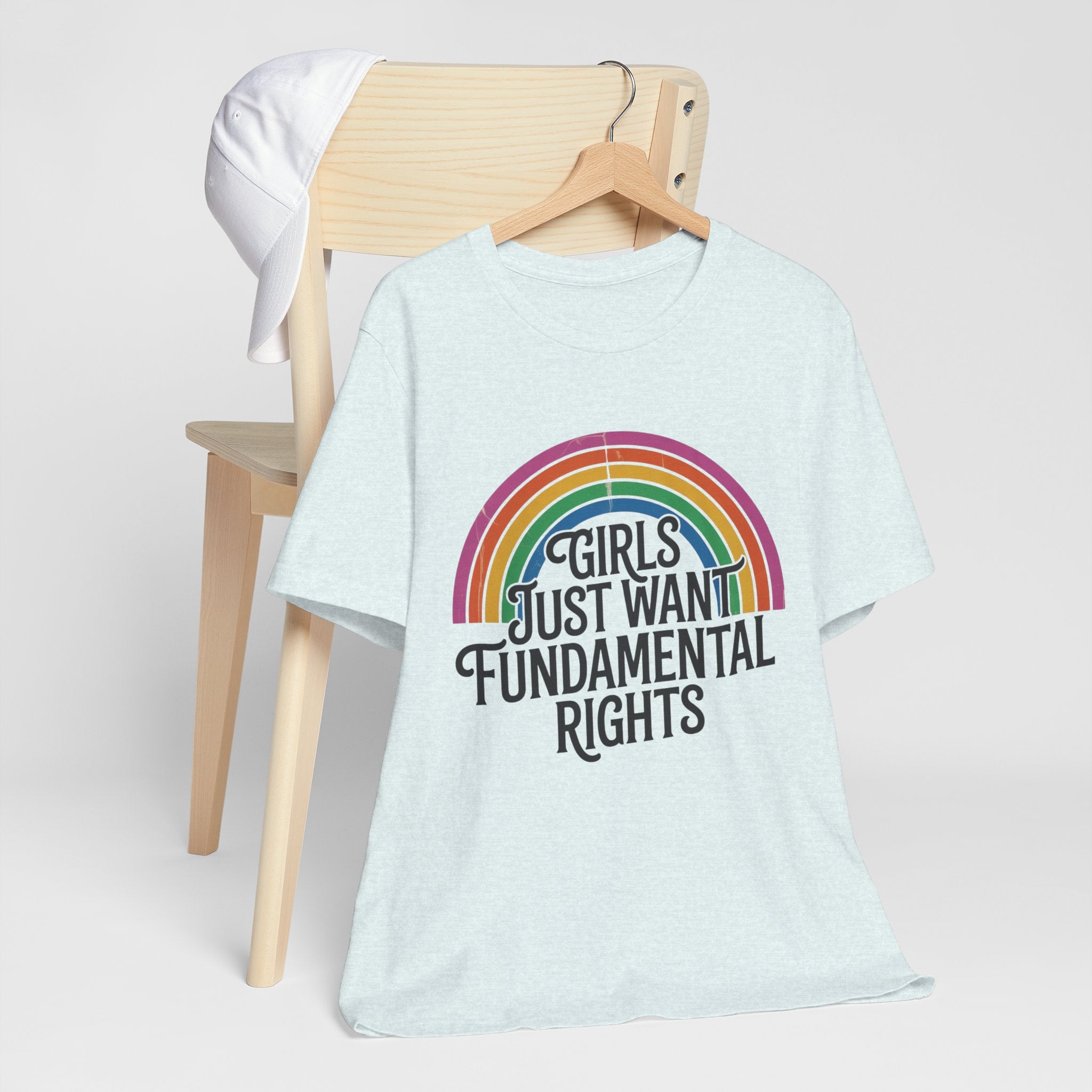 “Girls Just Want Fundamental Rights” Tee — Feminist Rainbow Graphic T-Shirt