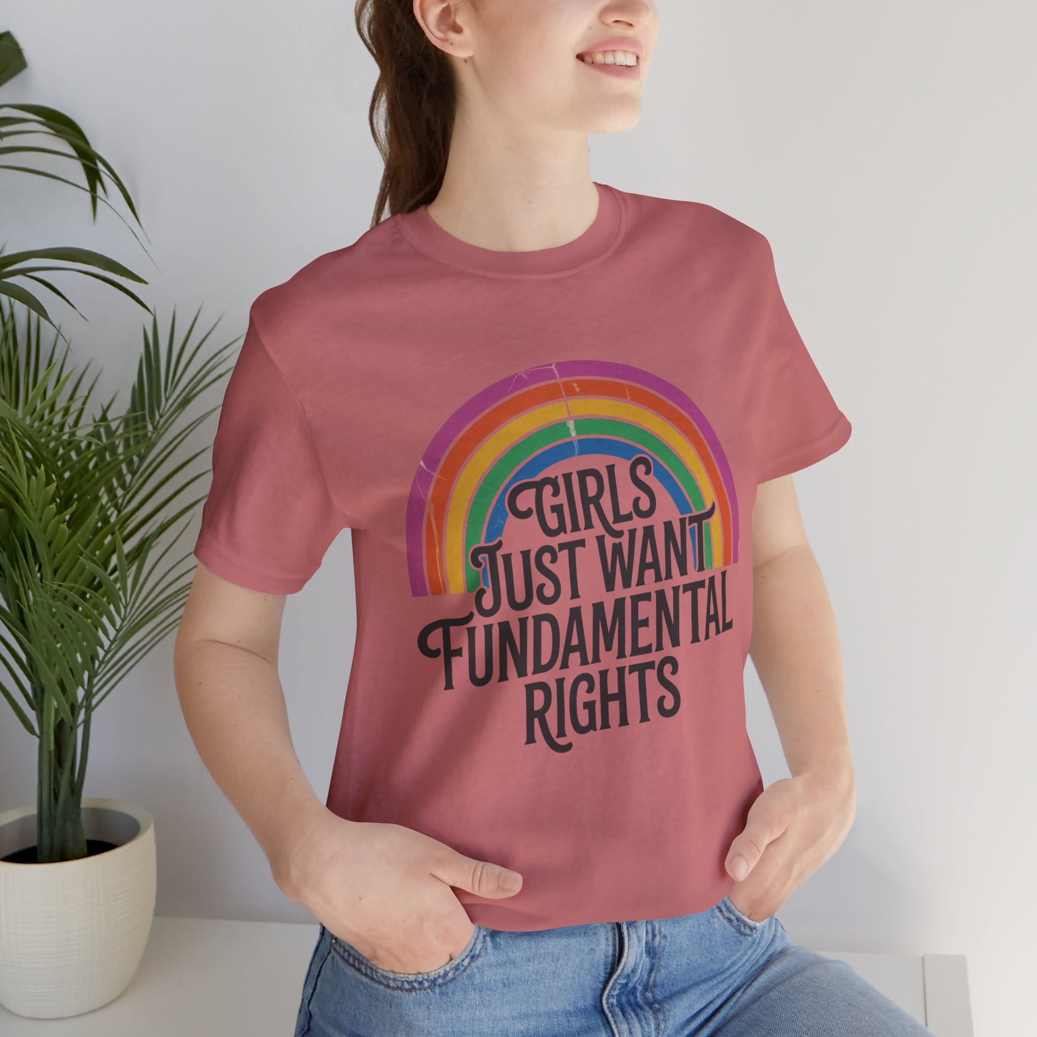 “Girls Just Want Fundamental Rights” Tee — Feminist Rainbow Graphic T-Shirt