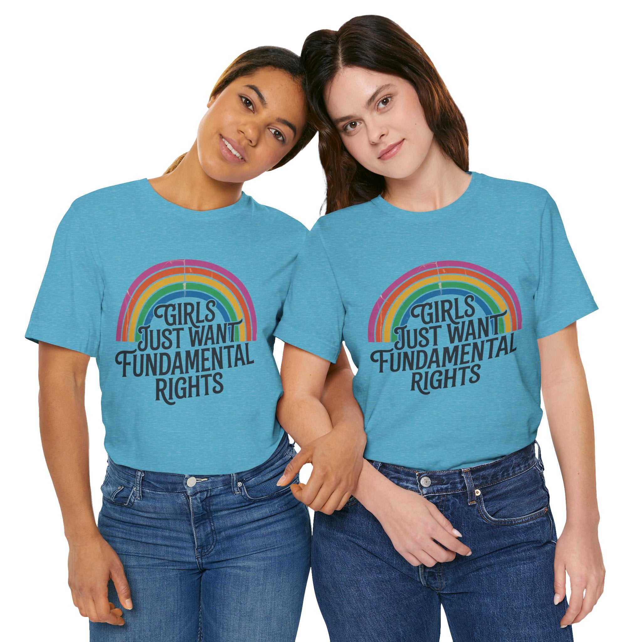“Girls Just Want Fundamental Rights” Tee — Feminist Rainbow Graphic T-Shirt