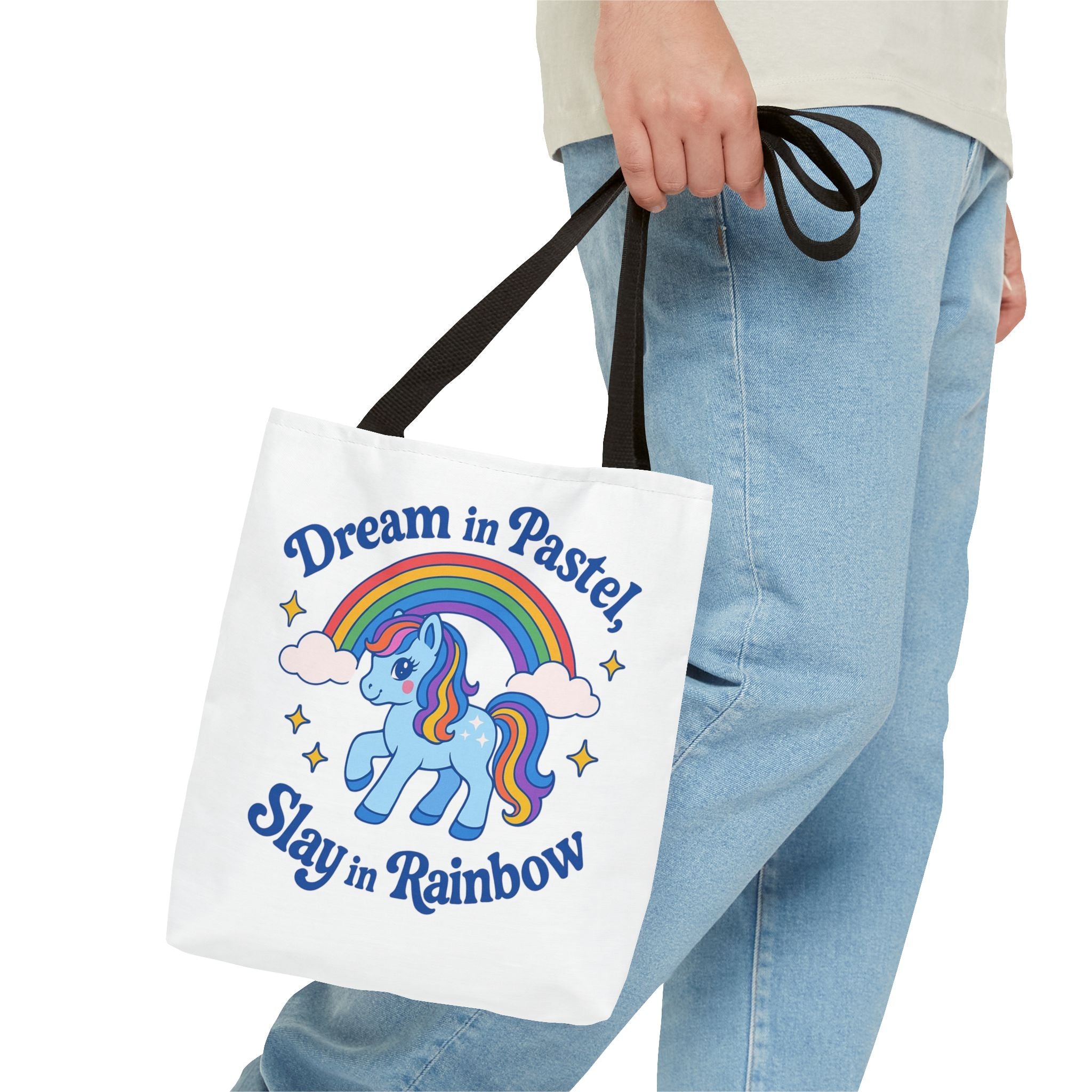 Pastel Rainbow Unicorn Tote Bag — “Dream in Pastel, Slay in Rainbow”