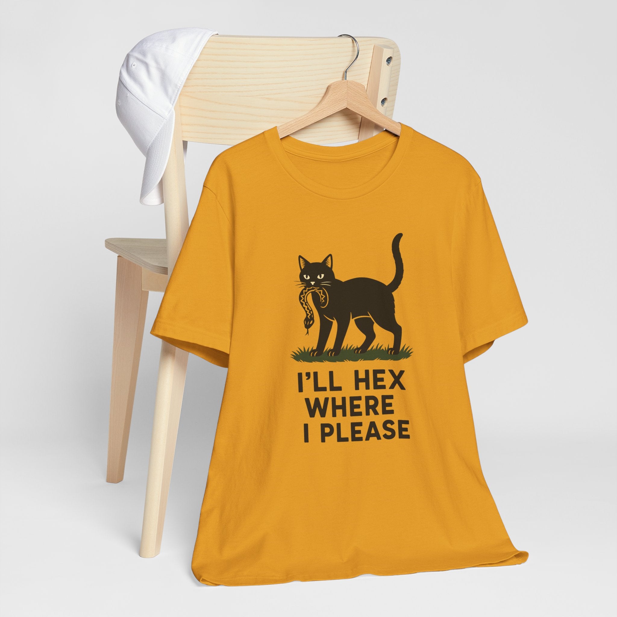 “I'll Hex Where I Please” Cat Tee — Witchy Halloween Graphic T-Shirt