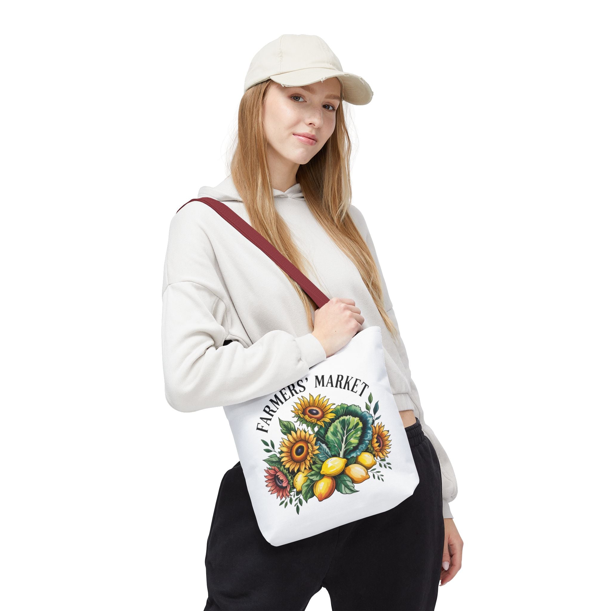 Sac de courses pour marché fermier — Tournesol, citrons et légumes verts Sac de courses réutilisable
