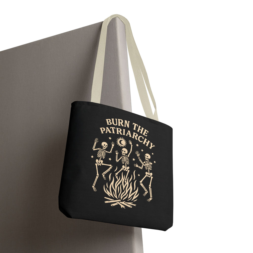 Burn the Patriarchy Skeletons Tote Bag — Feminist Protest Graphic Tote