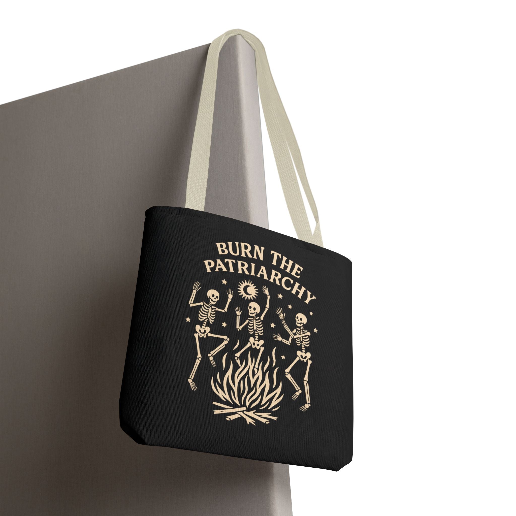 Burn the Patriarchy Skeletons Tote Bag — Feminist Protest Graphic Tote