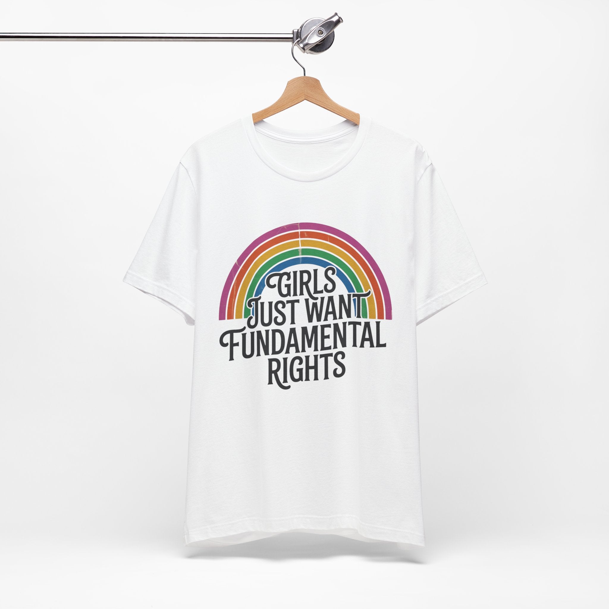 “Girls Just Want Fundamental Rights” Tee — Feminist Rainbow Graphic T-Shirt