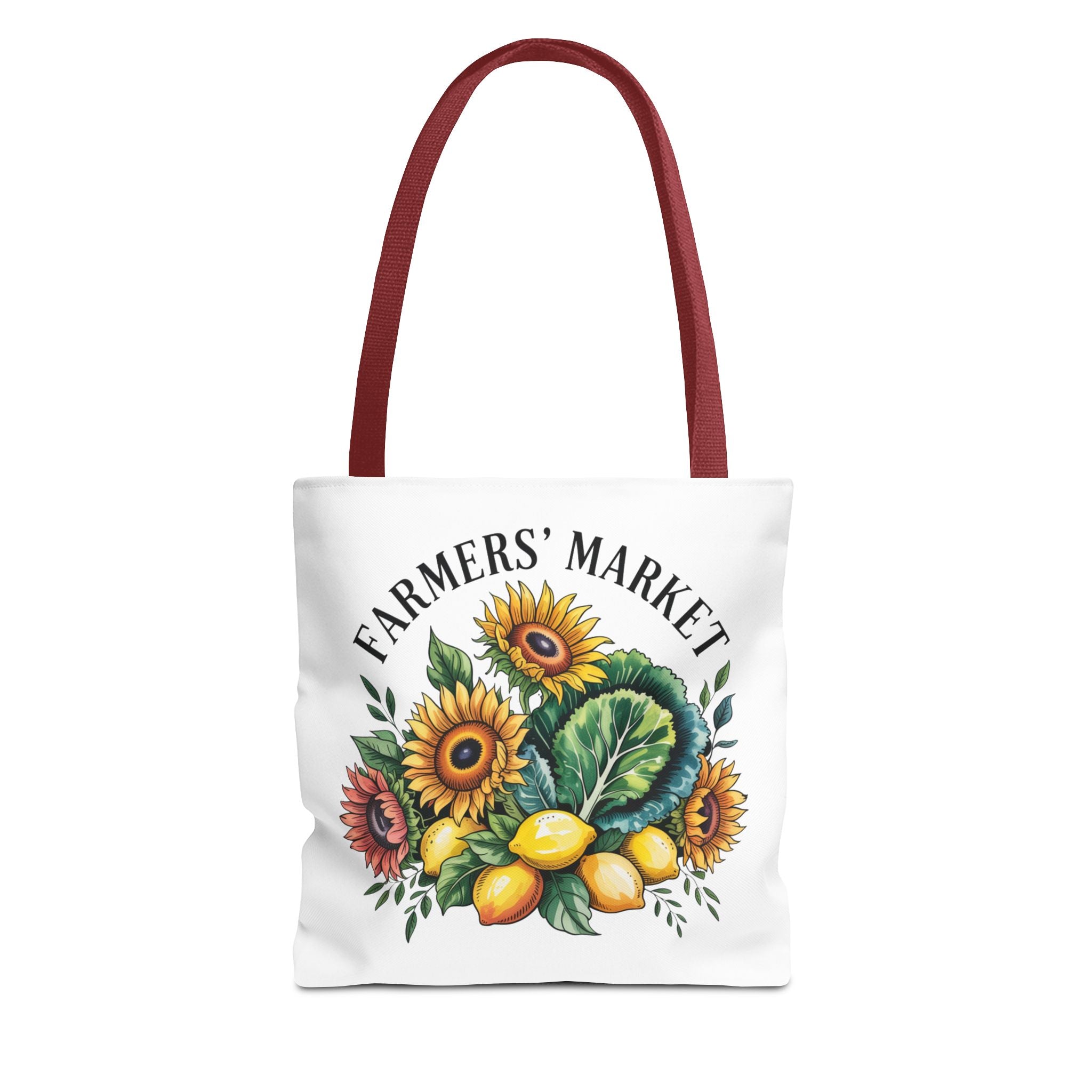 Sac de courses pour marché fermier — Tournesol, citrons et légumes verts Sac de courses réutilisable