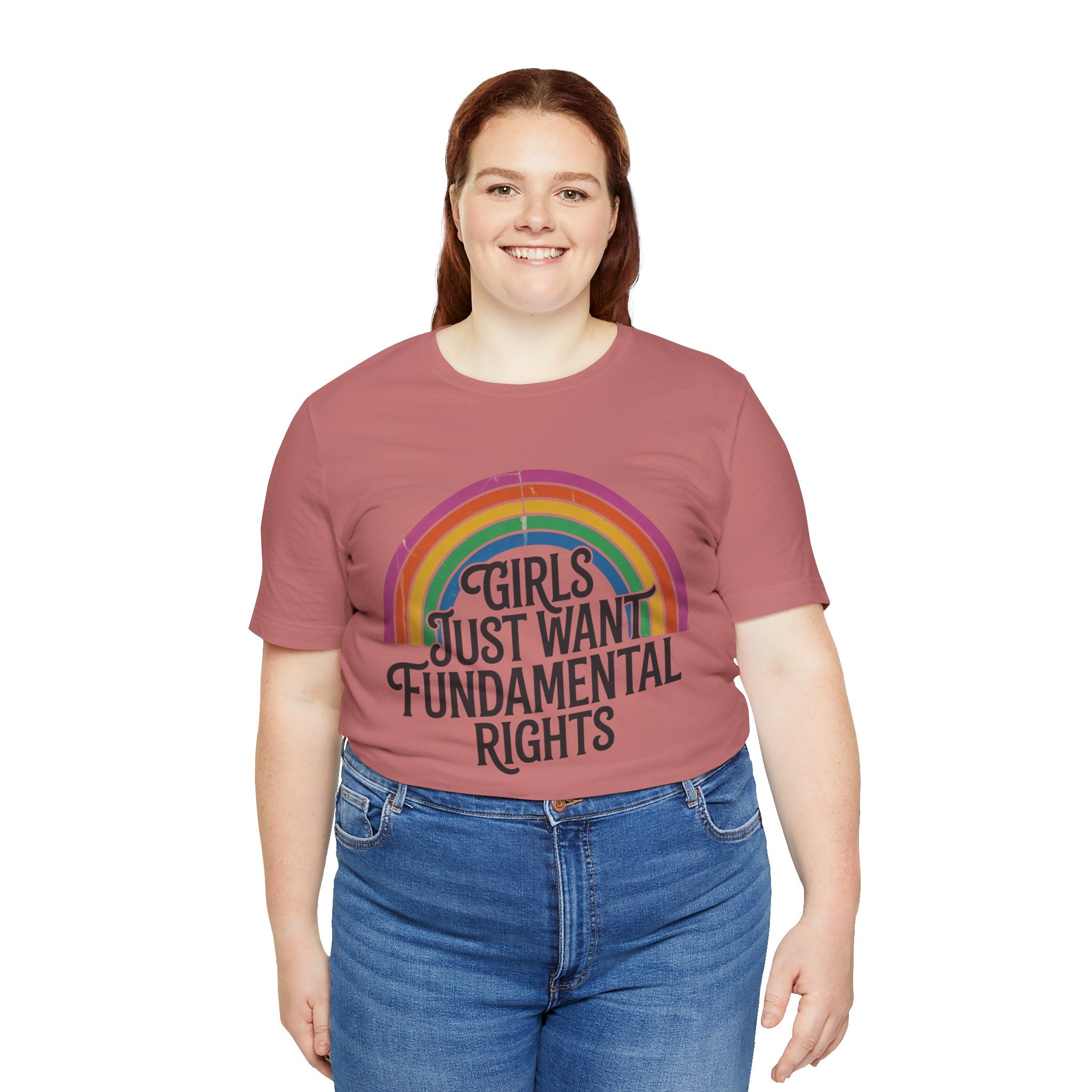 “Girls Just Want Fundamental Rights” Tee — Feminist Rainbow Graphic T-Shirt