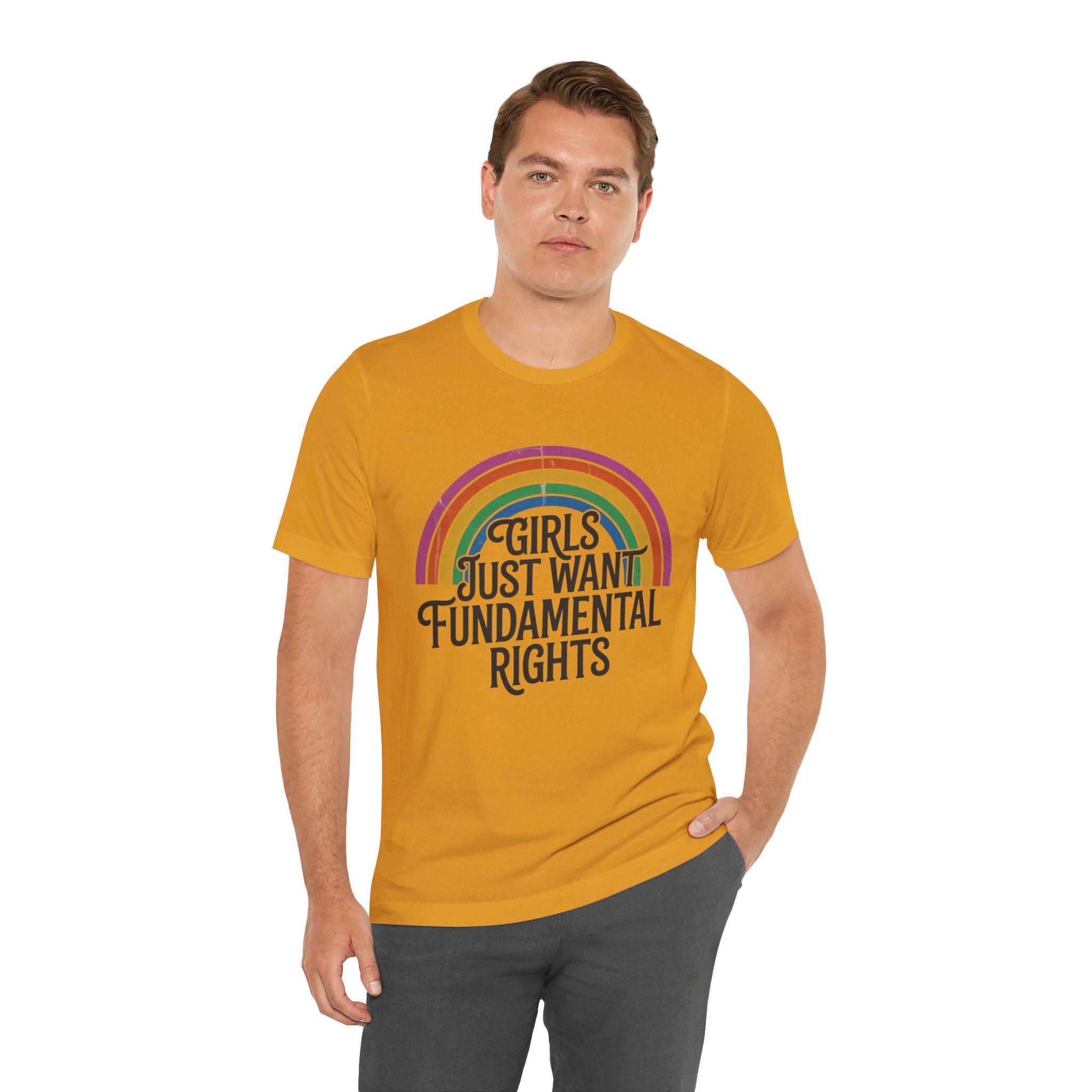 “Girls Just Want Fundamental Rights” Tee — Feminist Rainbow Graphic T-Shirt