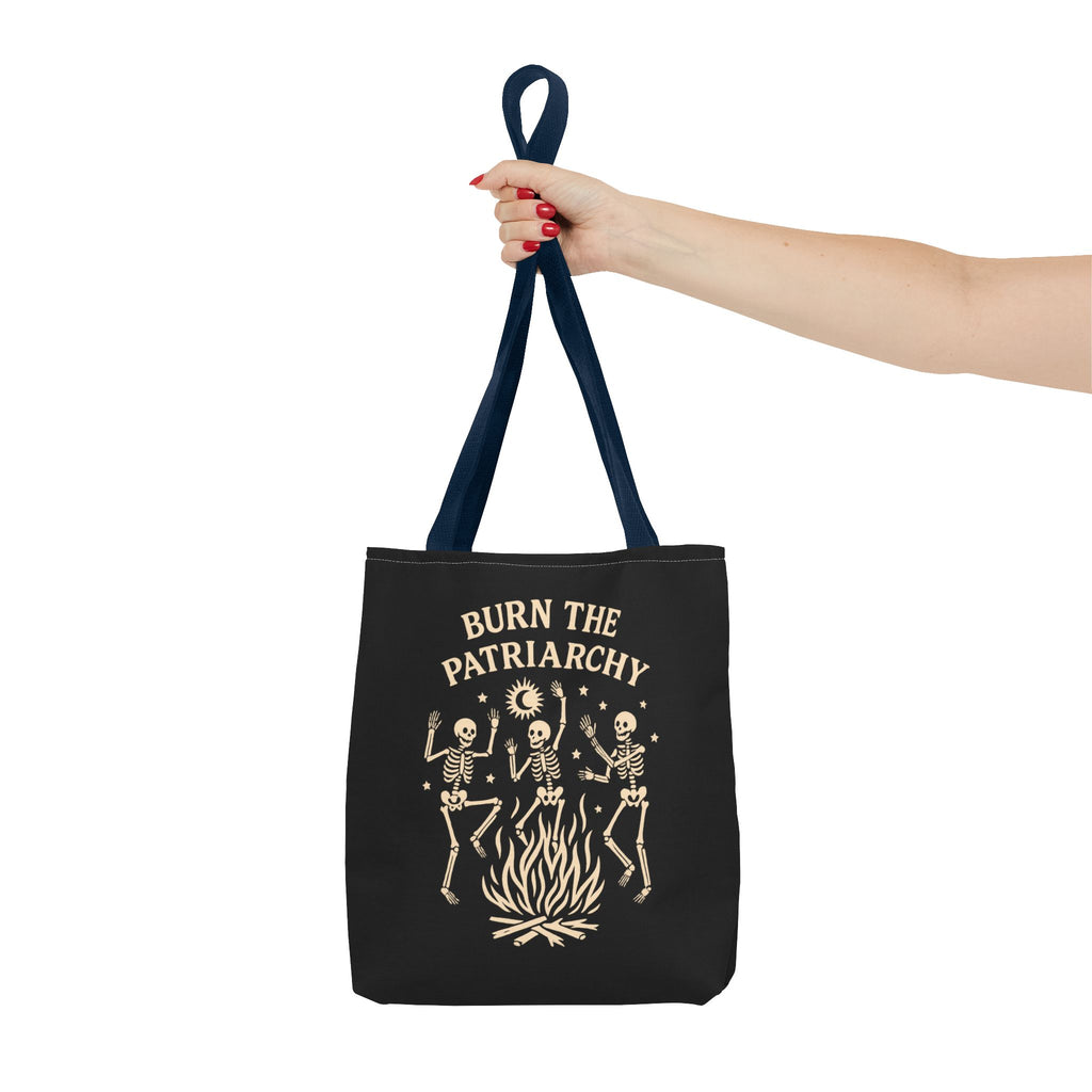 Burn the Patriarchy Skeletons Tote Bag — Feminist Protest Graphic Tote