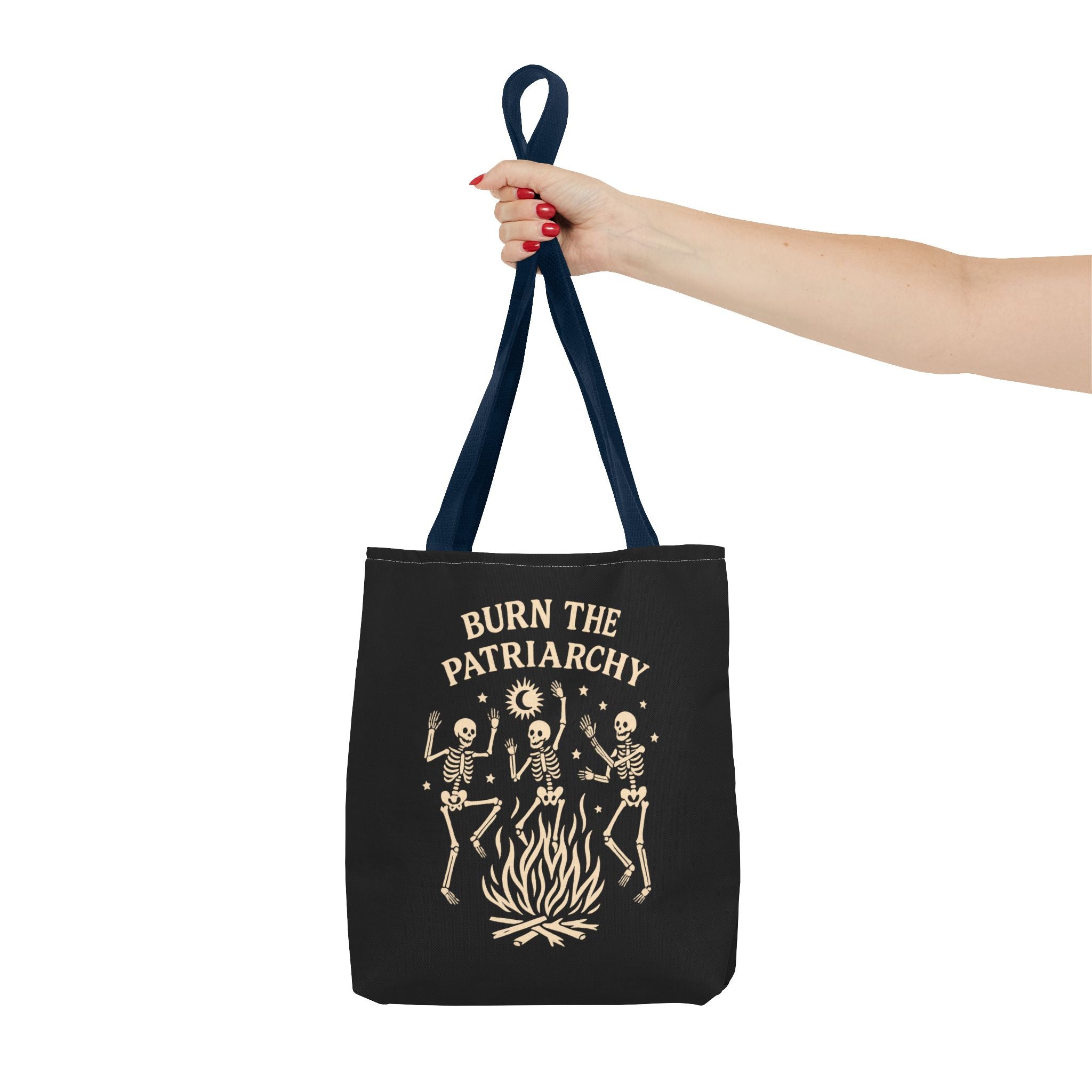 Burn the Patriarchy Skeletons Tote Bag — Feminist Protest Graphic Tote