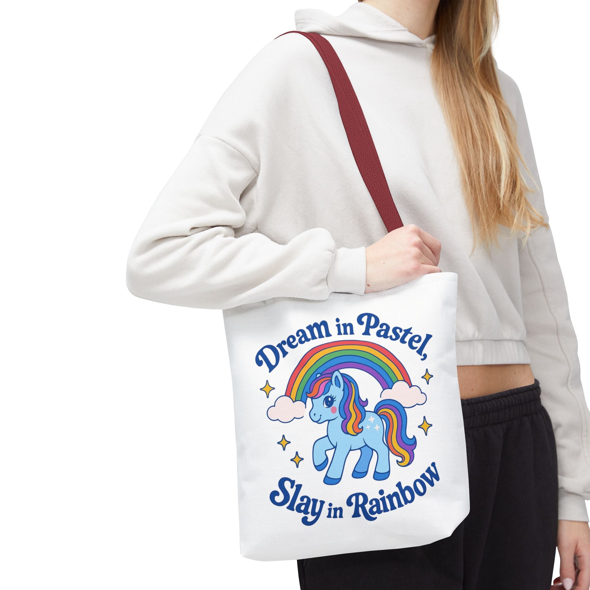 Pastel Rainbow Unicorn Tote Bag — “Dream in Pastel, Slay in Rainbow”