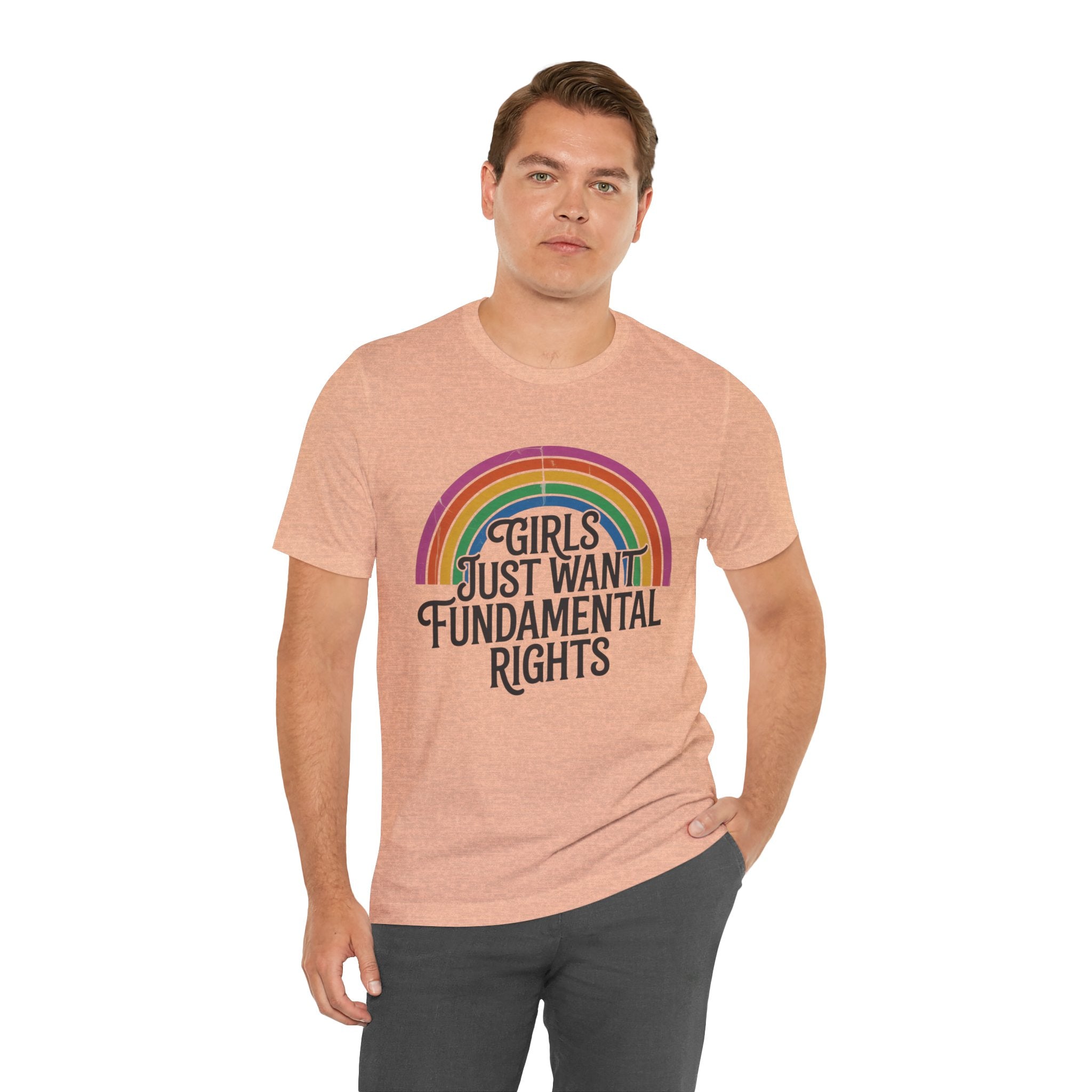 “Girls Just Want Fundamental Rights” Tee — Feminist Rainbow Graphic T-Shirt