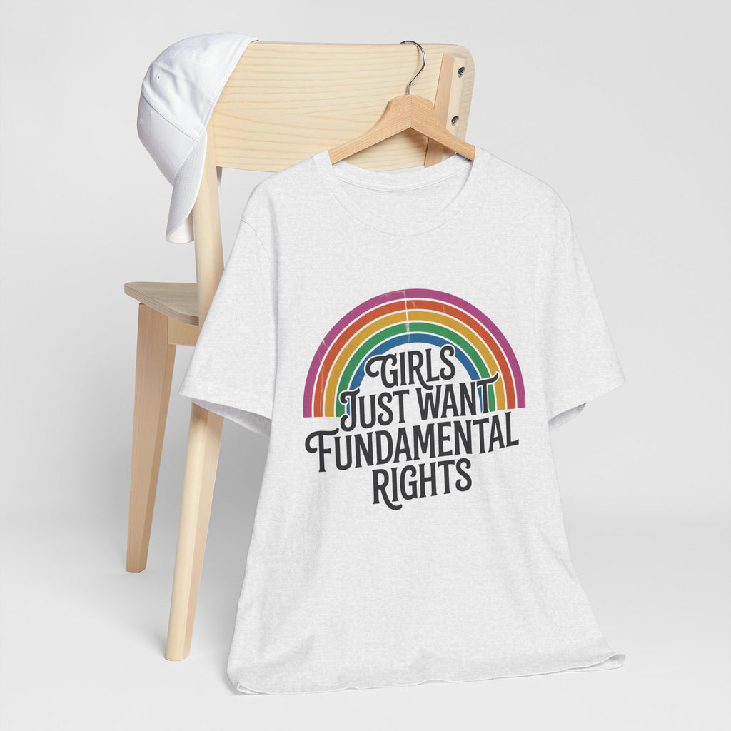“Girls Just Want Fundamental Rights” Tee — Feminist Rainbow Graphic T-Shirt
