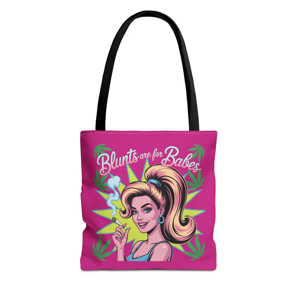 “Blunts Are for Babes” Pink Graphic Tote Bag — Retro Pinup Cannabis Shopper