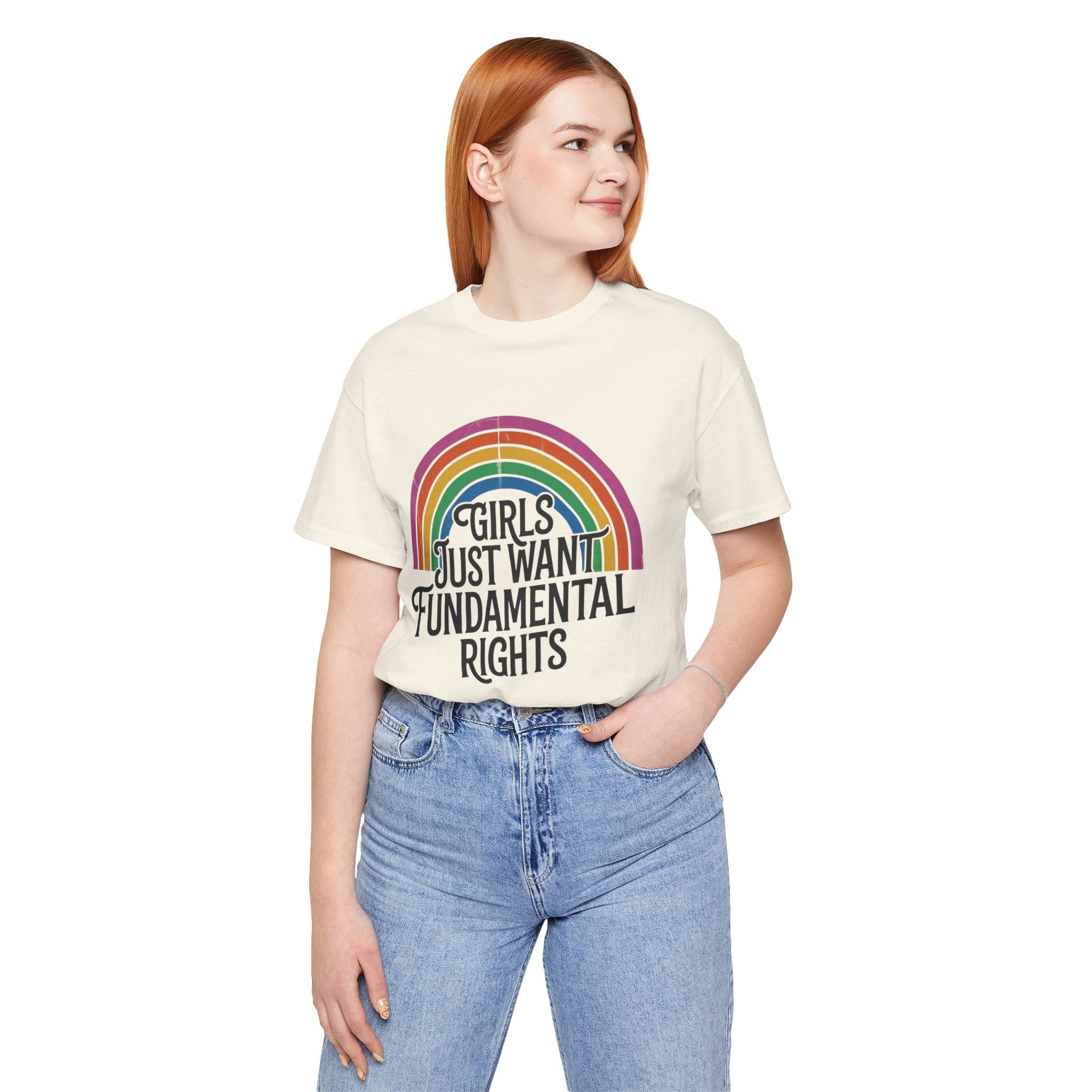 “Girls Just Want Fundamental Rights” Tee — Feminist Rainbow Graphic T-Shirt