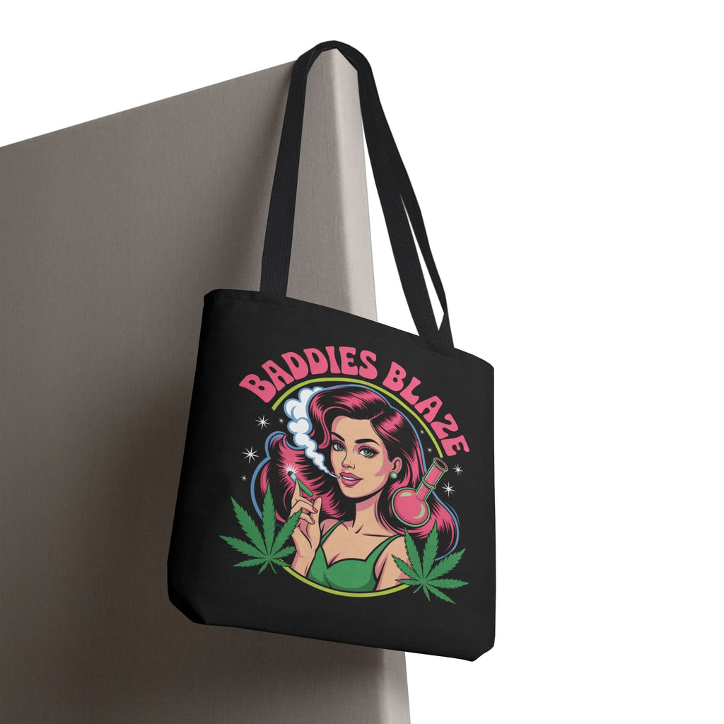 "Baddies Blaze" Retro Pin-Up Cannabis Tote (All-Over Print)