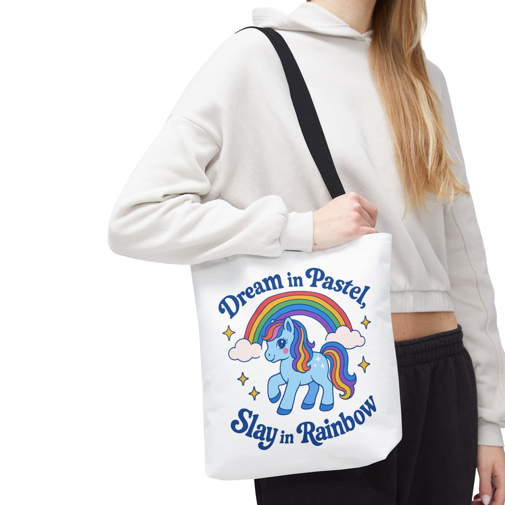 Pastel Rainbow Unicorn Tote Bag — “Dream in Pastel, Slay in Rainbow”