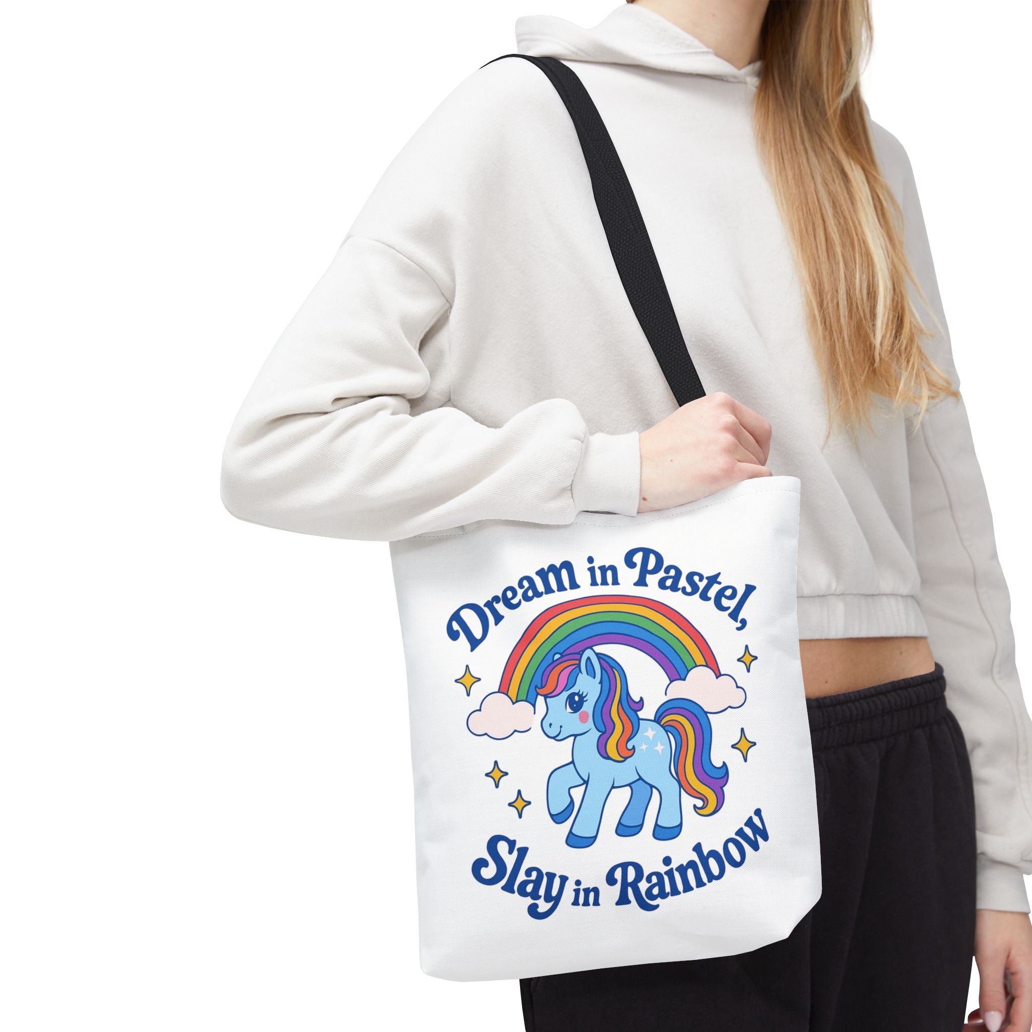 Pastel Rainbow Unicorn Tote Bag — “Dream in Pastel, Slay in Rainbow”