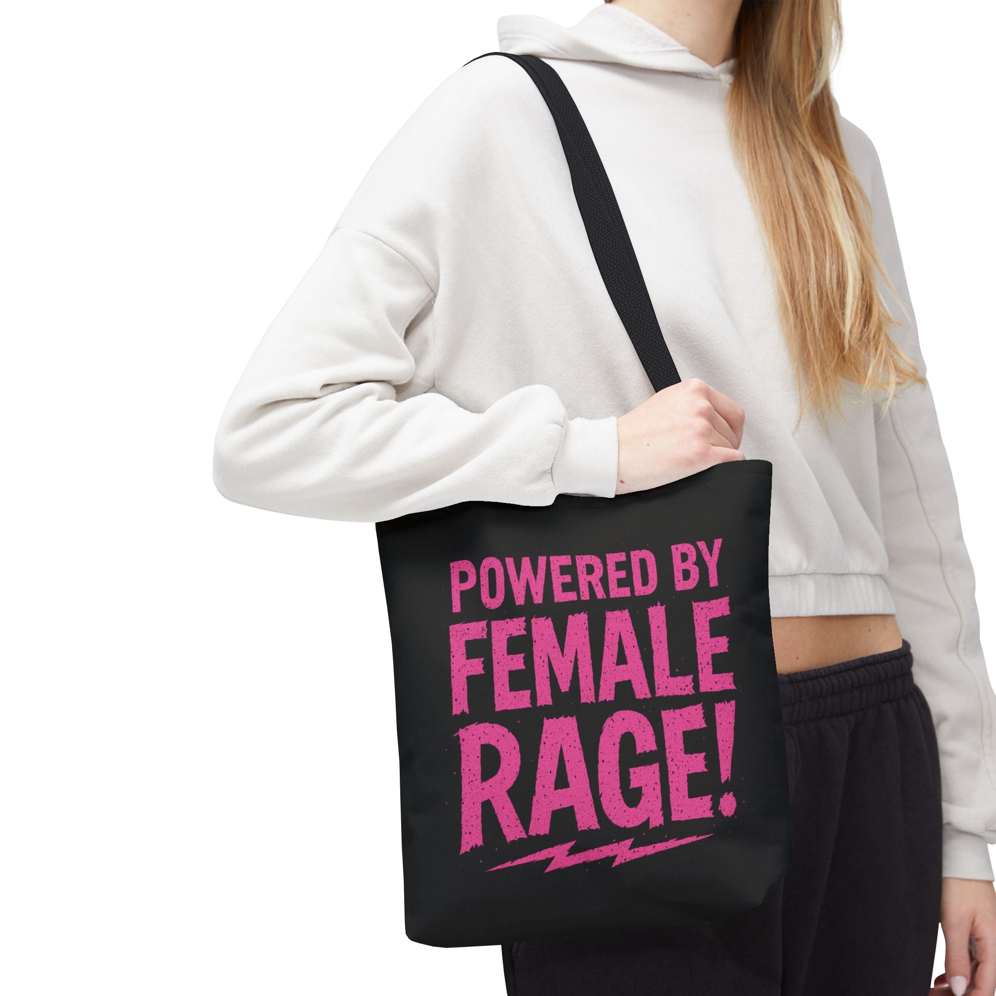 "Powered by Female Rage" Tote Bag - Feminist Statement Tote