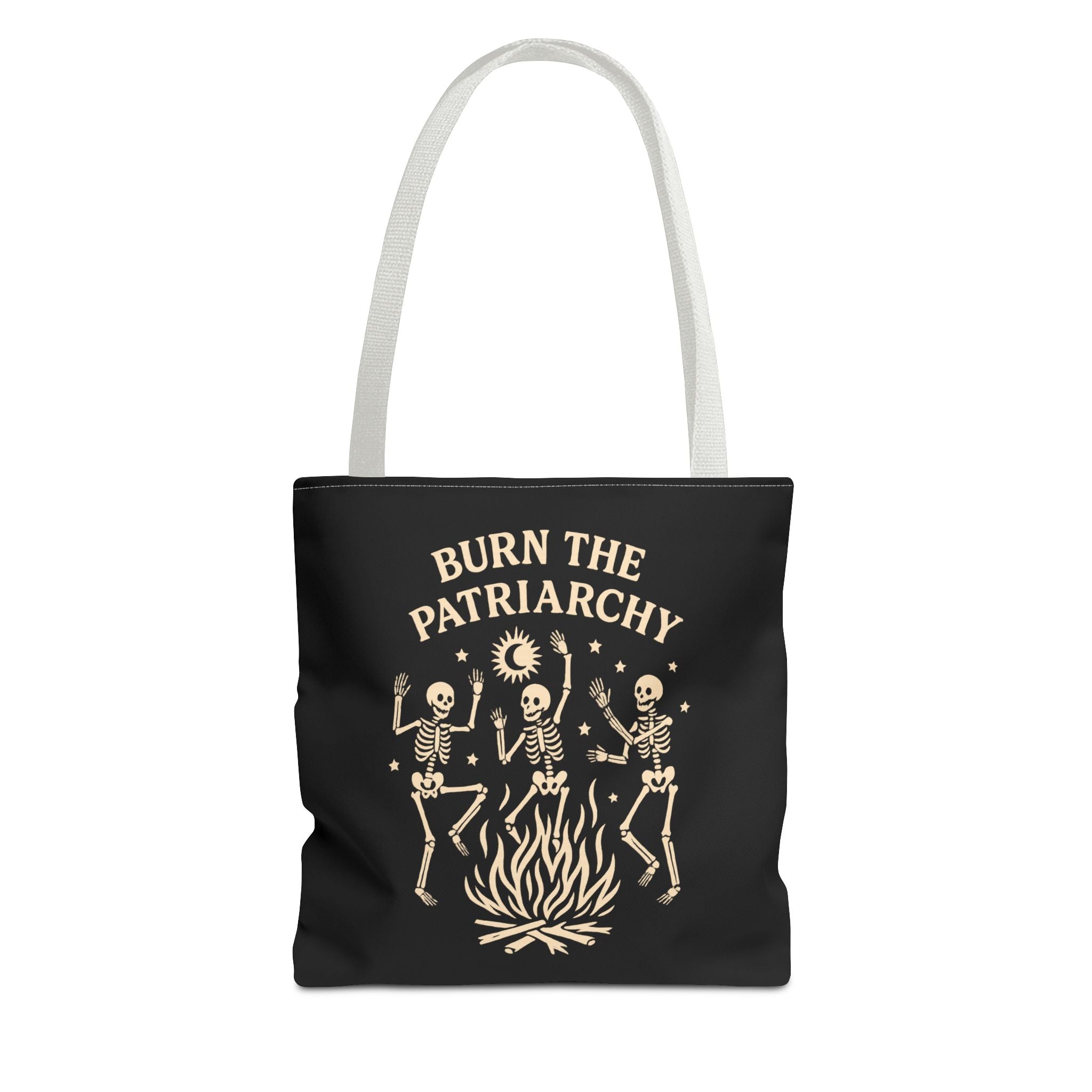 Burn the Patriarchy Skeletons Tote Bag — Feminist Protest Graphic Tote