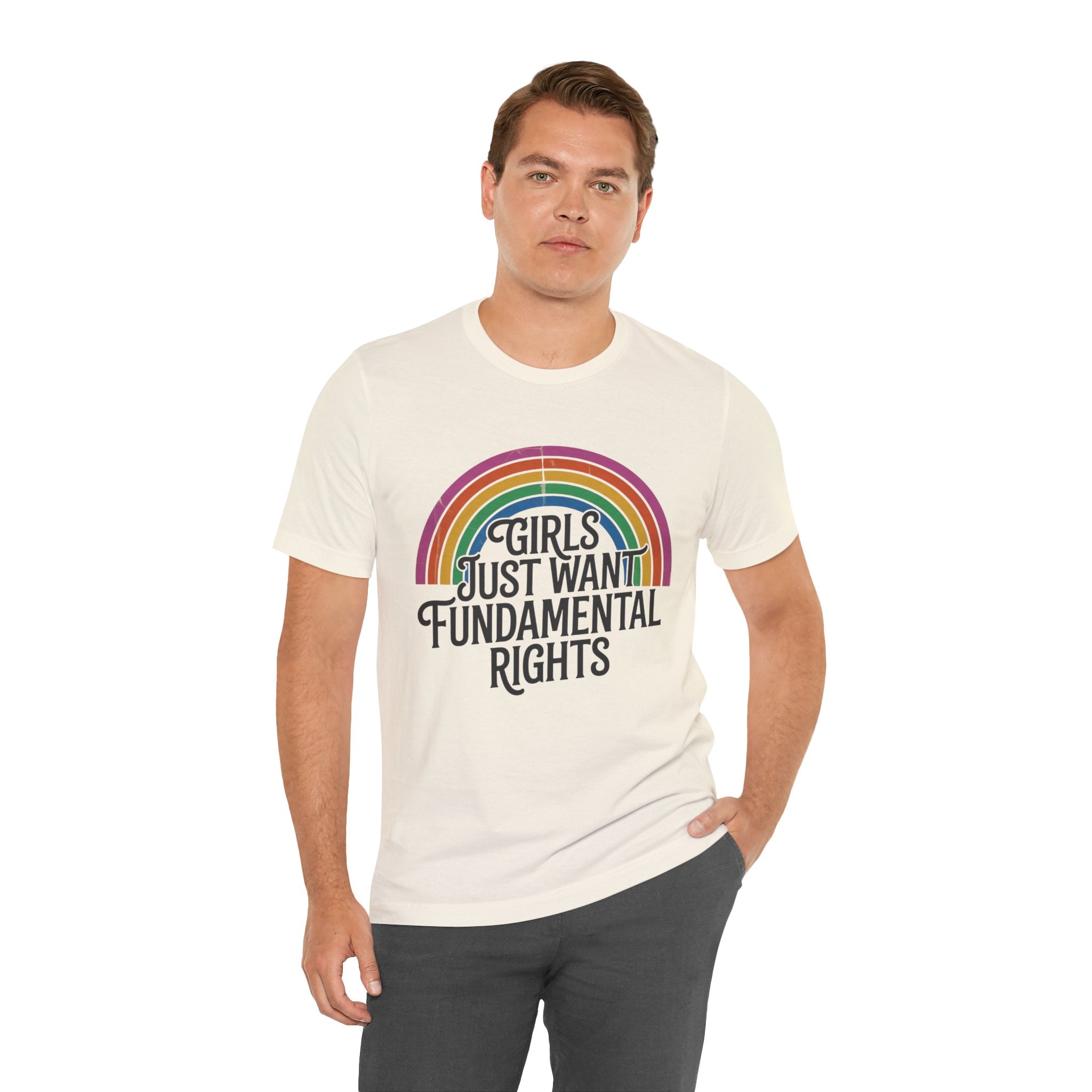 “Girls Just Want Fundamental Rights” Tee — Feminist Rainbow Graphic T-Shirt