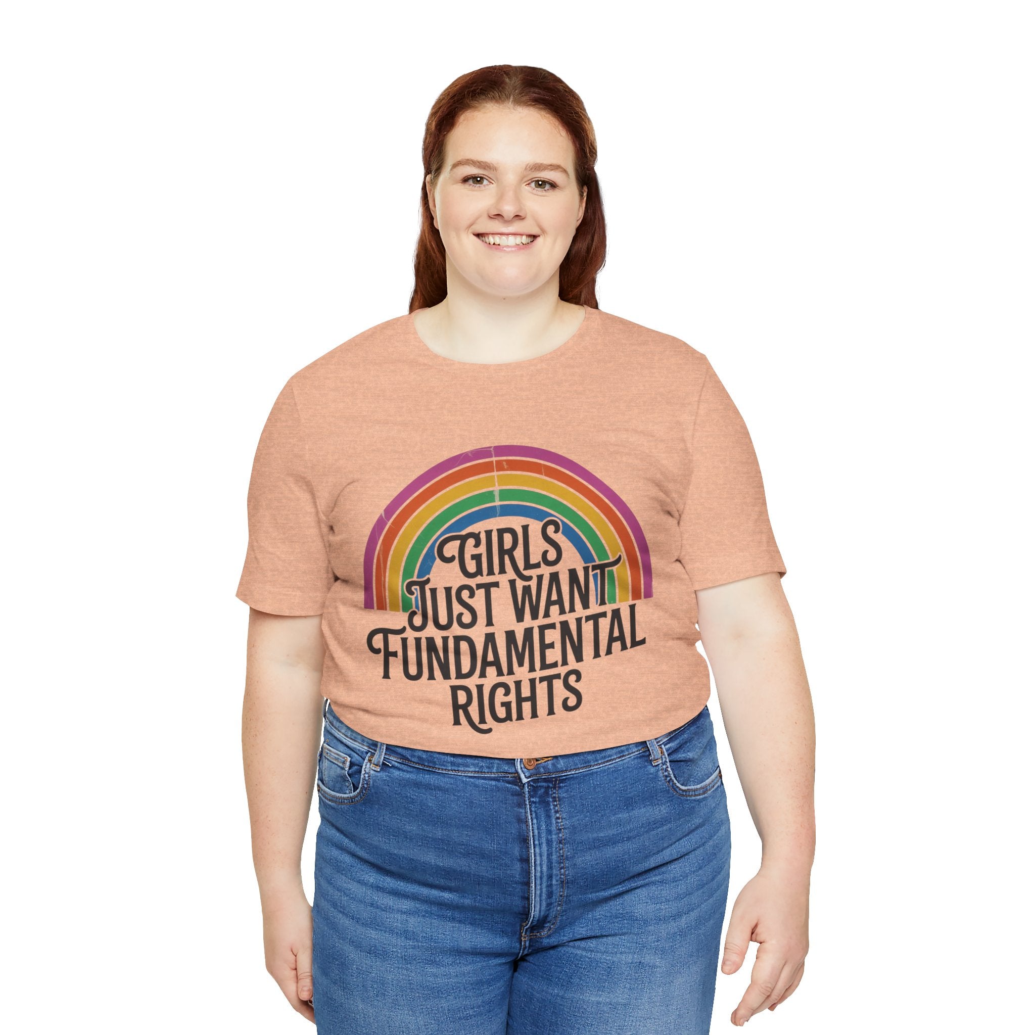 “Girls Just Want Fundamental Rights” Tee — Feminist Rainbow Graphic T-Shirt
