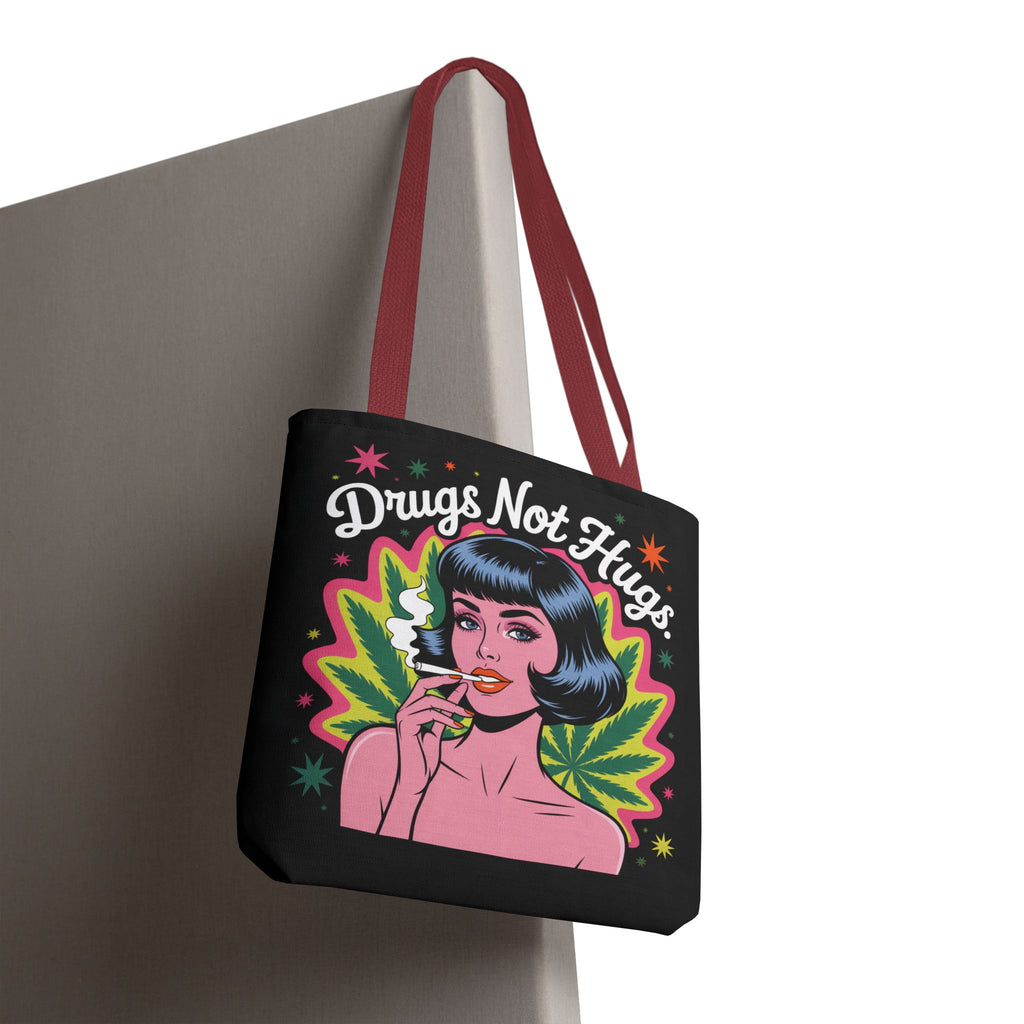 “Drugs Not Hugs” Retro Pin-Up Cannabis Graphic Tote
