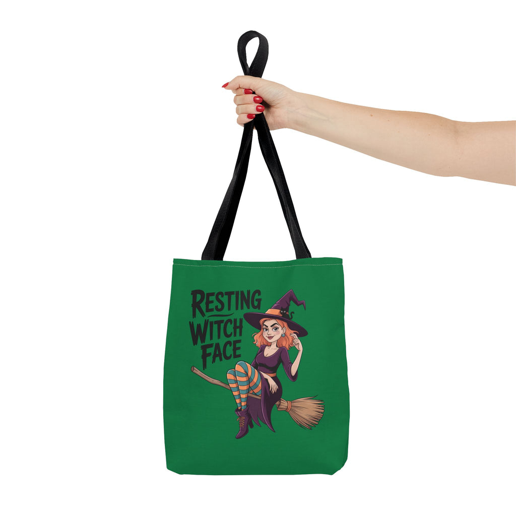 “Resting Witch Face” Tote Bag — Halloween Witch Illustration Tote